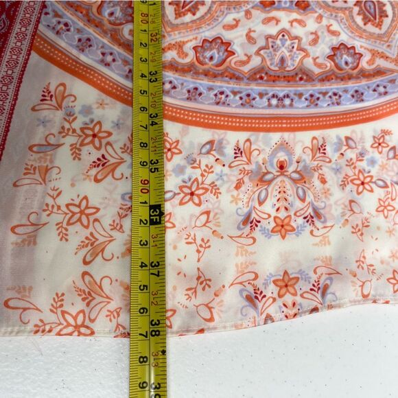 Chicos Paisley Scarf Print Shift Dress Soft Nectarine Short Sleeve Women Medium - Picture 13 of 14